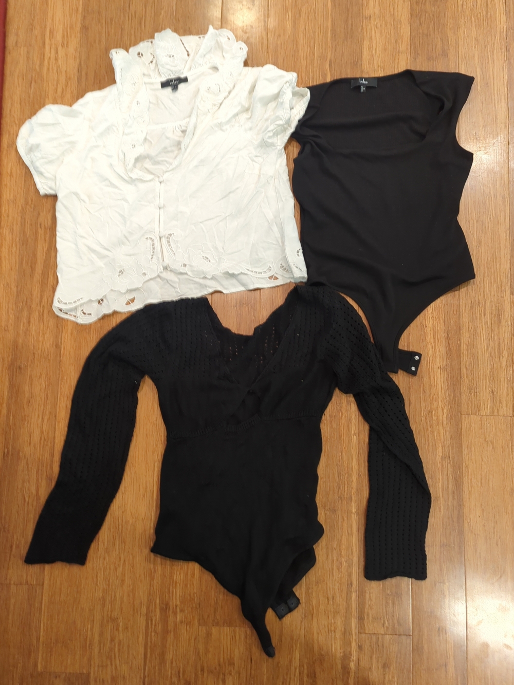 Lulus Bundle Of 3 Medium Tops and Bodysuits Black White EUC